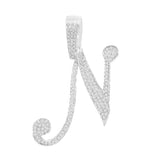 Maytrends New A-Z Cursive Letter Paved Crystal Pendant Necklace For Women Bling Initial Alphabet Rope Chain Necklace Jewelry