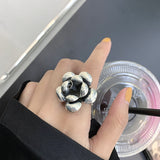 Maytrends Silver Color Engagement Rings New Fashion Creative Exaggeration Flower Vintage Punk Party Jewelry Gifts for Women