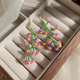 Maytrends Purple Sweet Ball Butterfly Flower Tassel Drop Earrings Fashion Women's Travel Holiday Jewelry Accessories