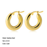 Maytrends Classic Stainless Steel Ear Buckle for Women Trendy Gold Color Small Large Circle Hoop Earrings Punk Hip Hop Jewelry Accessories