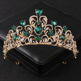 Maytrends Baroque Green Crystal Tiaras And Crowns Rhinestone Prom Bridal Wedding Hair Accessories Jewelry Crown Tiara For Women Bride Gift