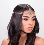 Maytrends Vintage Trend Rhinestone Head Chain Forehead Headband Indian African Bohemian Hair Accesories Crystal Fringe Tiara Headdress