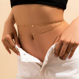 Maytrends Sexy Vintage Aesthetic Belly Chain Thin Beads Link Body Chain Waist Chain Belt Y2K Streetwear Summer Women Fashion Body Jewelry