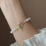 New Fashion Delicate Pearl Tulip Bracelets Women Temperament Design Senior Sense Sweet Bracelet Party Jewelry Gifts