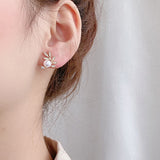 Korean Fashion Elegant Tulip Zircon Stud Earring Mermaid Tail Shape Ear Studs For Women Party Sweet Temperament Jewelry Gifts