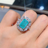 Gorgeous Square Blue-green Stone Female Ring Unique Wedding Bands Jewelry Brilliant Cubic Zirconia Rings Accessories