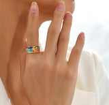 Maytrends Creative Handmade Enamel Craft Lovely Eyes Open Rings for Women New Trendy Colorful Ring Ladies Party Jewelry Gift