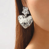 Vintage Love Heart Dangle Earrings For Women Creative Design Irregular Pentagram Earrings Female Dinner Party Jewelry