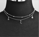 Women Trendy Moon Star Necklace Simplicity Alloy Banquet Bead Pendant for Birthday Party