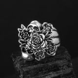 Punk Rose Skull Head Ring Gothic Fashion Women's Ring Holiday Birthday Halloween Party Jewelry Accessories