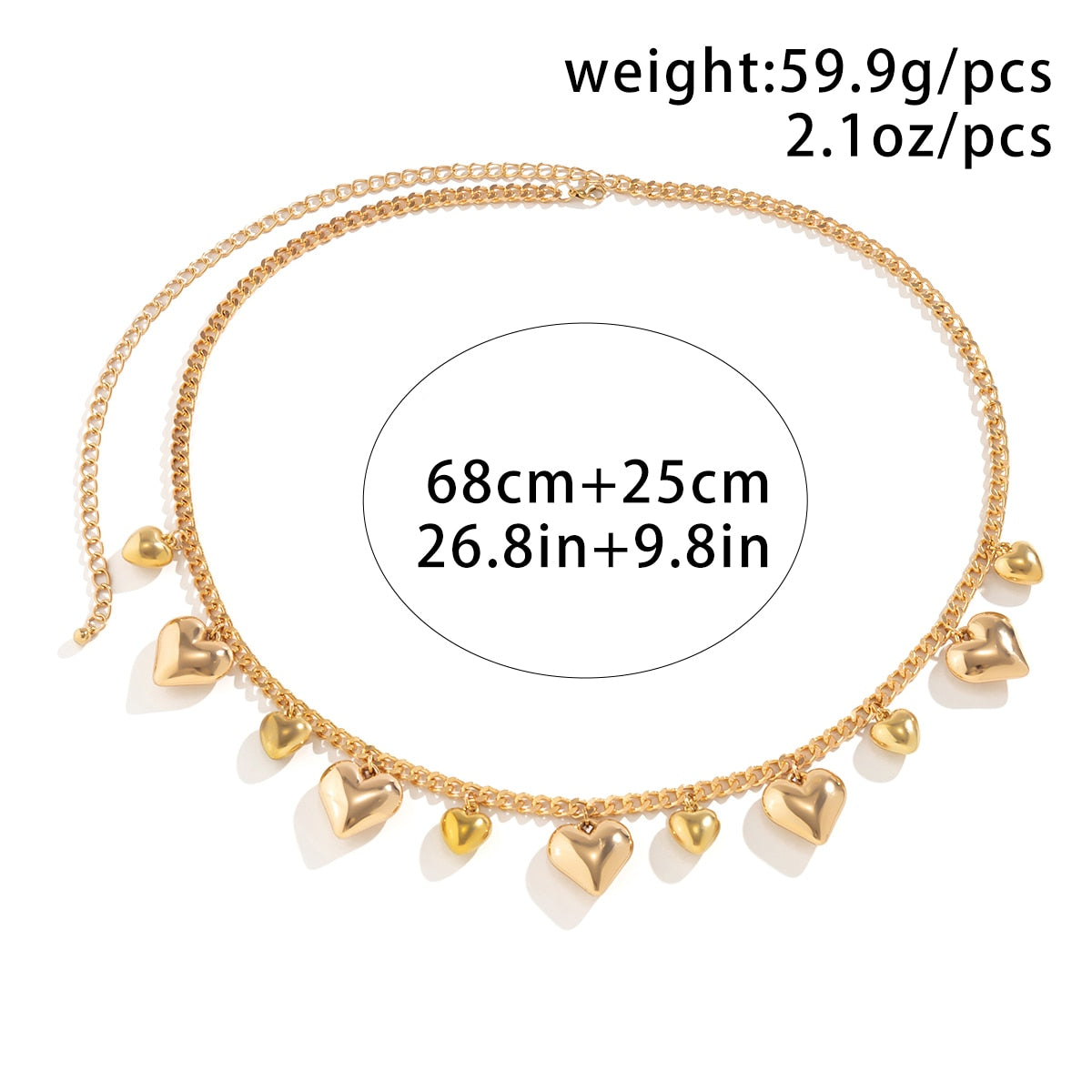 Maytrends Punk Irregular Heart Shaped Pendant Waist Chain Women Trend Hip Hop Heavy Metal Chain Belly Body Sexy Aesthetic Jewelry