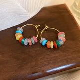 Ethnic Style Colorful Natural Small Stone Beaded Earrings for Women Bohemian Birthday Party Holiday Jewelry Gift Accessories