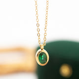 Maytrends Vintage Elegant Green Crystal Zircon Pendant Necklace for Women Love Heart Stainless Steel Chain Necklaces Fashion Jewelry