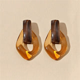 New Gold Silver Color Earring For Women Mixed Solid Heart Pendant Hoop Earrings Street Style Korean Fashion Jewelry