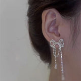 New Super Fairy Bow Zircon Temperament Long Tassel Design Earrings For Women Korean Fashion Earring Birthday Party Jewelry Gifts