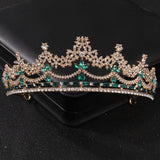 Maytrends Baroque Green Crystal Tiaras And Crowns Rhinestone Prom Bridal Wedding Hair Accessories Jewelry Crown Tiara For Women Bride Gift