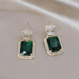 Korea New Design Fashion Jewelry Zircon Leopard Square Crystal Pendant Earrings Elegant Women's Daily Work Accessories