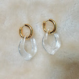 New Gold Silver Color Earring For Women Mixed Solid Heart Pendant Hoop Earrings Street Style Korean Fashion Jewelry