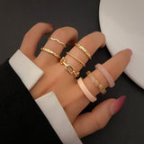 Maytrends New Ins Aesthetic Colorful Transparent Resin Acrylic Rings Set for Women Geometric Irregular Square Ring Jewelry