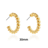 Maytrends Vintage 18K Gold Plated PVD Thick Hammered Hoop Earrings for Women Waterproof Twist Circle Round Huggie Ear Ring Femal Jewelry