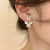 Fashion White Drip Glaze Butterfly Earrings Women Temperament Senior Sense Simplicity Elegance Earring Party Jewelry Gift