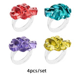 Maytrends 3pcs New Fashion Multicolor Resin Acrylic Geometric Square Ring Set for Women Punk Gold Color Rivet Big Thick Rings Jewelry