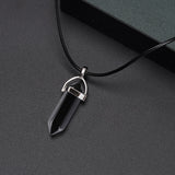 Maytrends 2Pcs/Set Luminous Hexagonal Column Heart Pendant Couple Magnetic Necklace Natural Stone Geometric Pendant Necklace Jewelry Gifts