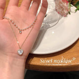 Valentine's Day Birthday  Heart Necklace for Women Crystal Love Pendant Necklace Female Clavicle Chain For Girl Gift Jewelry