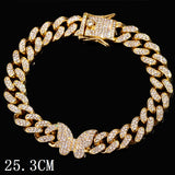 Maytrends Hip Hop Iced Out Chunky Cuban Chain Anklets For Women Luxury Rhinestone Link Ankle Bracelet Beach Barefoot Jewelry