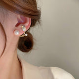 Korean Fashion Elegant Tulip Zircon Stud Earring Mermaid Tail Shape Ear Studs For Women Party Sweet Temperament Jewelry Gifts