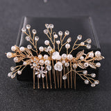 Maytrends Crystal Rhinestone Flower Pearl Hair Comb Pin Headband Tiara For Women Bride Girl Wedding Bridal Hair Accessories Jewelry Band