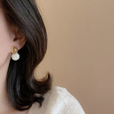 New Punk Golden Metal White Enamel Hoop Earrings For Women Girls Fashion Drop Brincos Ear Accessories Jewelry