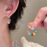 Ethnic Style Colorful Natural Small Stone Beaded Earrings for Women Bohemian Birthday Party Holiday Jewelry Gift Accessories