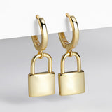 Maytrends Huggie Padlock Earrings Gold Color Female Key Lock Drop Earrings for Women Men Ear Piercing Jewelry