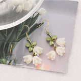 Sweet Temperament Small Fresh White Lily Of The Valley Flower Earrings Elegant And Gentle Earrings