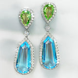 Multicolored Cubic Zirconia Gorgeous Women Earrings for Vintage Party High Quality Silver Color Dangle Earrings Jewelry
