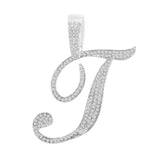 Maytrends New A-Z Cursive Letter Paved Crystal Pendant Necklace For Women Bling Initial Alphabet Rope Chain Necklace Jewelry