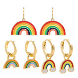 Maytrends 3pair/set Colorful Hoop Earrings for Women Cute Heart Star Rainbow Geometric Circle Huggie Earring Creative Jewelry Party Gift