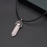 Maytrends 2Pcs/Set Luminous Hexagonal Column Heart Pendant Couple Magnetic Necklace Natural Stone Geometric Pendant Necklace Jewelry Gifts