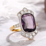 Charming Purple CZ Women Rings Two Tone Vintage Elegant Lady's Finger-ring Party Wedding Anniversary Gift Unique Jewelry