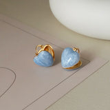 New Korean Light Luxury White Oil Dropping Love Stud Earrings For Women Fashion Elegant Metal Jewelry Gifts