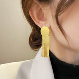 European and American popular fashion jewelry 18K gold plated round long tassel earrings luxury women's party accessories