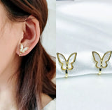 Korea Style Butterfly Clip On Earrings Without Piercing Cute No Hole Gold Color Resin Jewelry Ear Cuff Party Gift