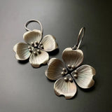 Bohemia Geometry Shape Carved Flower Teardrop Vintage Antique Silver Color Metal Drop Dangle Earring for Women Jewelry Party