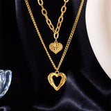 Fashion Stainless Steel Small Uneven Folds 2 Love Necklace High-end Sense Party Accessories Non-fading High-quality Gifts