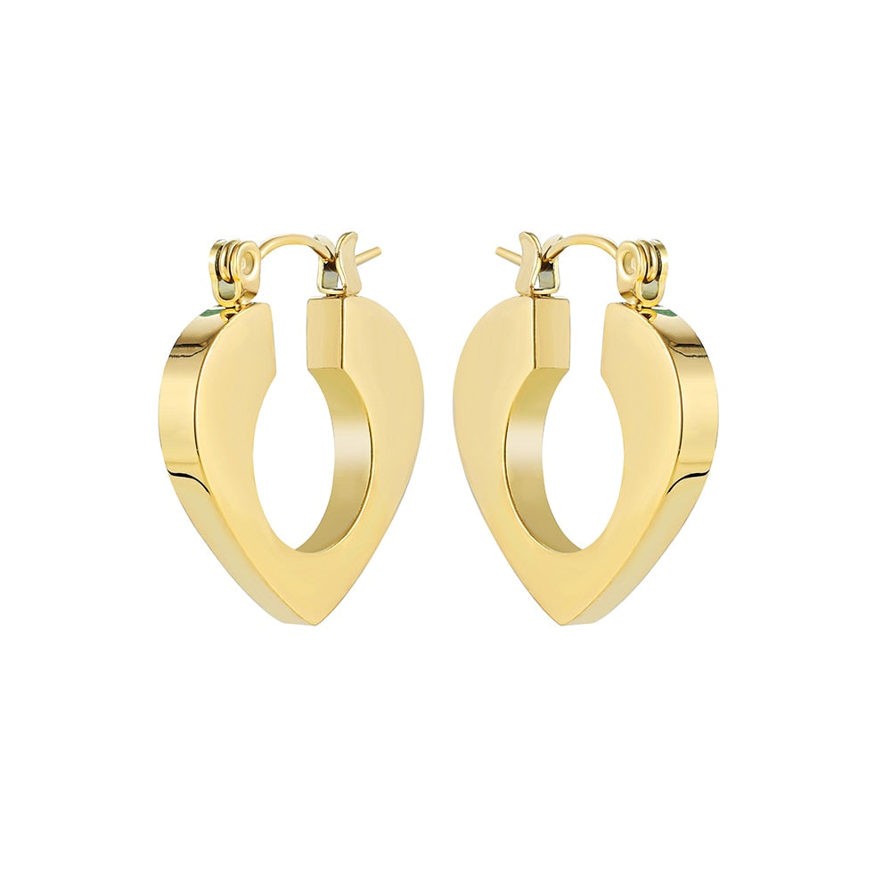 Maytrends Classic Geometric U Shape Stainless Steel Circle Hoop Earrings for Women Gold Color Heart Ear Buckle Chunky Hoops Jewelry Gift