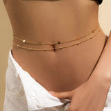 Maytrends Sexy Vintage Aesthetic Belly Chain Thin Beads Link Body Chain Waist Chain Belt Y2K Streetwear Summer Women Fashion Body Jewelry