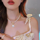 Maytrends New Beads Women's Neck Chain Kpop Pearl Choker Necklace Gold Color Goth Chocker Jewelry On The Neck Pendant Collar For Girl