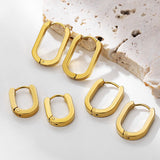 Maytrends Trendy New Style 17/19/21mm Geometric Square Hoop Earrings for Women Hiphop Gold Color Rust Proof Huggie Ear Jewelry Party Gifts