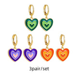 Maytrends 3pair/set Colorful Hoop Earrings for Women Cute Heart Star Rainbow Geometric Circle Huggie Earring Creative Jewelry Party Gift